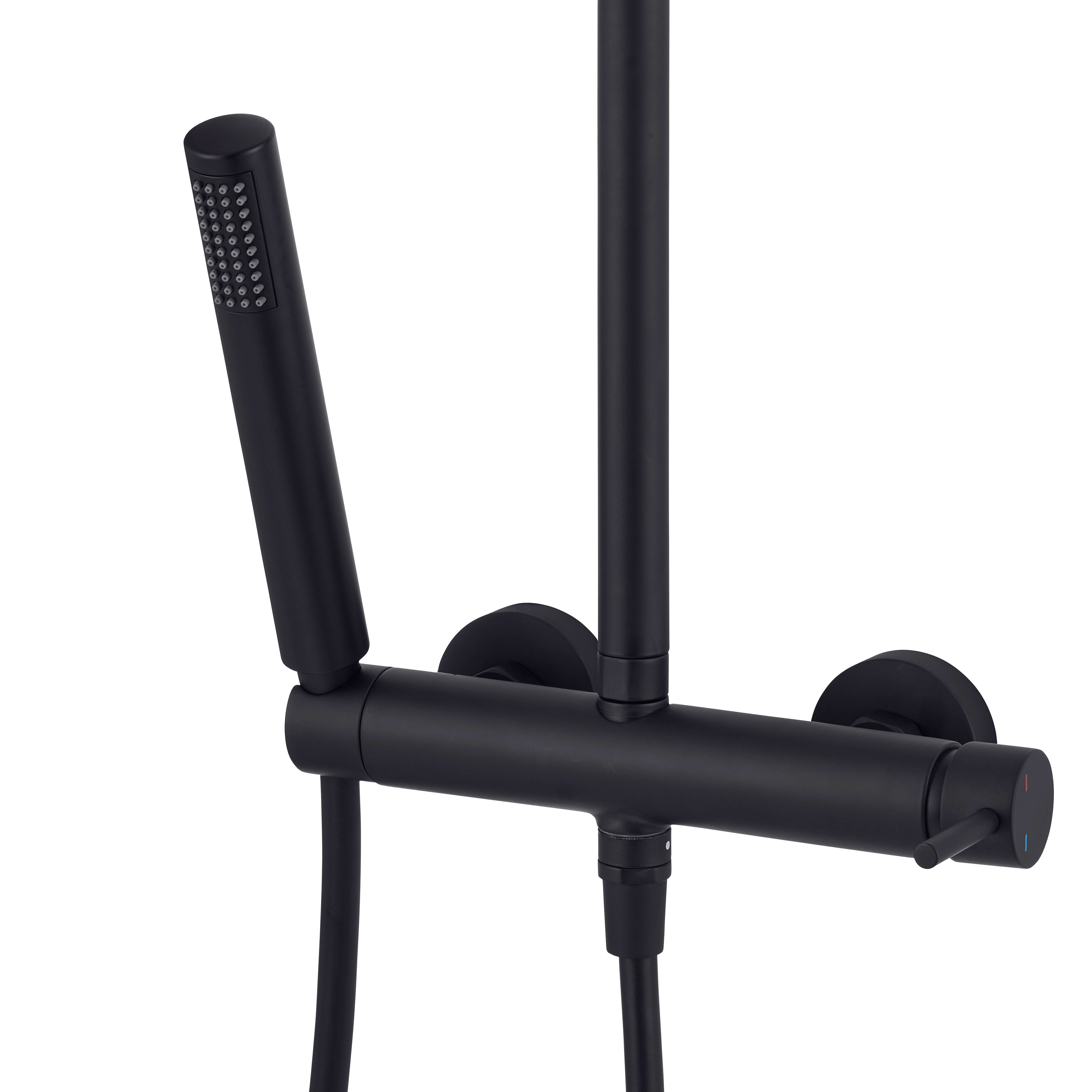 Set dus ajustabil Mecha Rydal, bara reglabila, para 10 cm, furtun 150 cm, ABS, negru