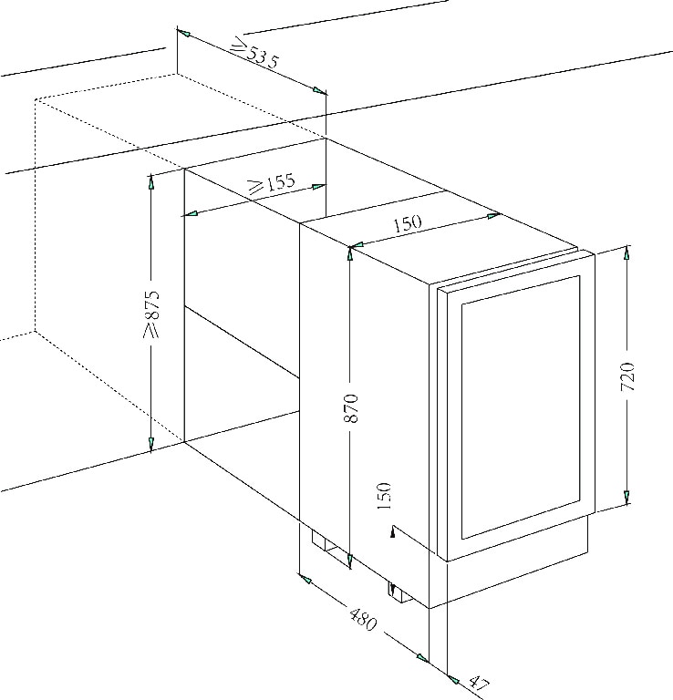 Racitor de vinuri GOODHOME BIWCB15EU, 7 sticle, H 89 cm, Clasa G, negru