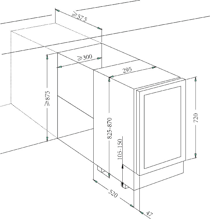 Racitor vin, 5 rafturi, 56 L, incorporabil  GoodHome