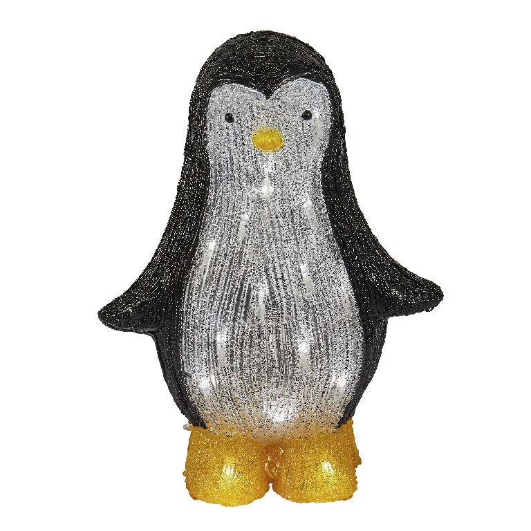 Figurina luminoasa Pinguin, 18.5 x 44 cm, alb-negru