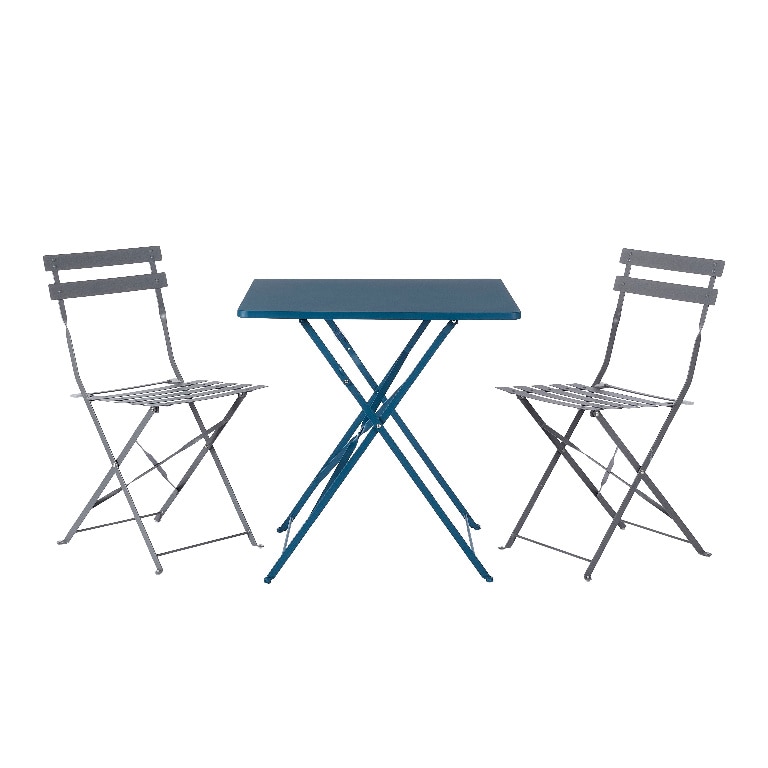 Masa de gradina pliabila, otel, albastru, patrata, 2 persoane, 70 x 70 x 71 cm • GoodHome saba