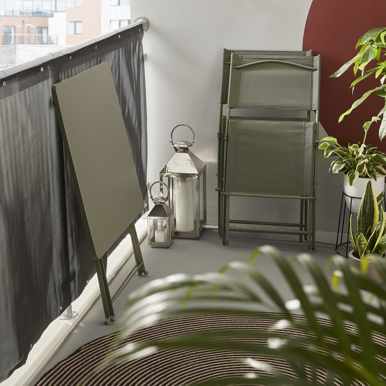 Masa de gradina pliabila, otel, verde, patrata, 2 persoane, 70 x 70 x 71 cm • GoodHome saba