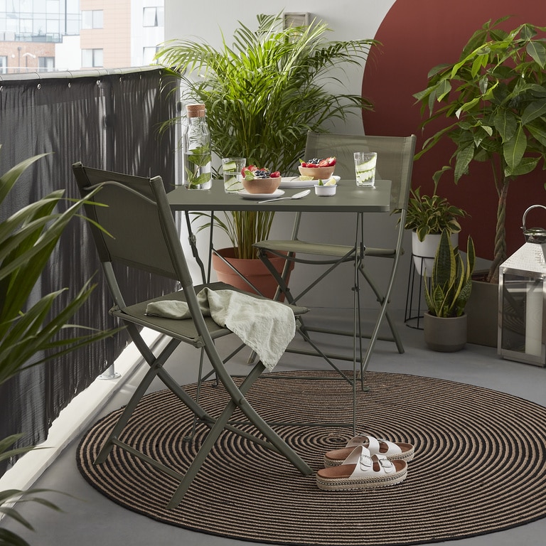 Masa de gradina pliabila, otel, verde, patrata, 2 persoane, 70 x 70 x 71 cm • GoodHome saba