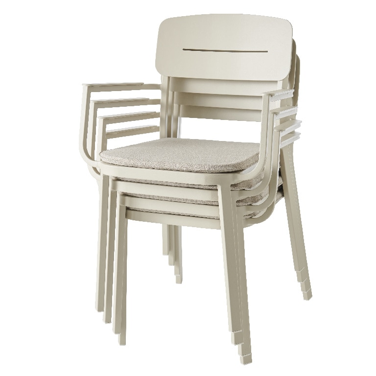 Scaun de gradina si terasa GoodHome Santorin, crem, metalic, 57 x 80.8 x 57.1 cm, perna inclusa