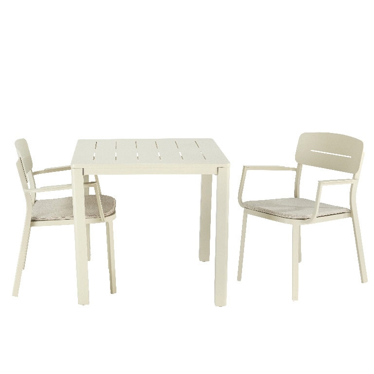 Masa de gradina, aluminiu, bej, patrata, 4 persoane, 80 x 80 x 75 cm • GoodHome santorin