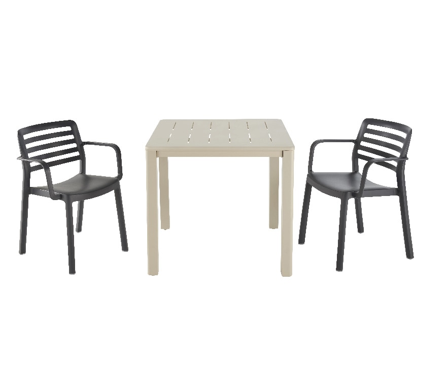 Masa de gradina, aluminiu, bej, patrata, 4 persoane, 80 x 80 x 75 cm • GoodHome santorin