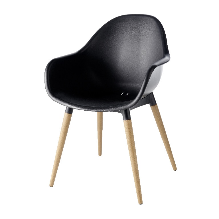 Scaun de gradina si terasa GoodHome Kiwee, negru, plastic, 58 x 84 x 61 cm