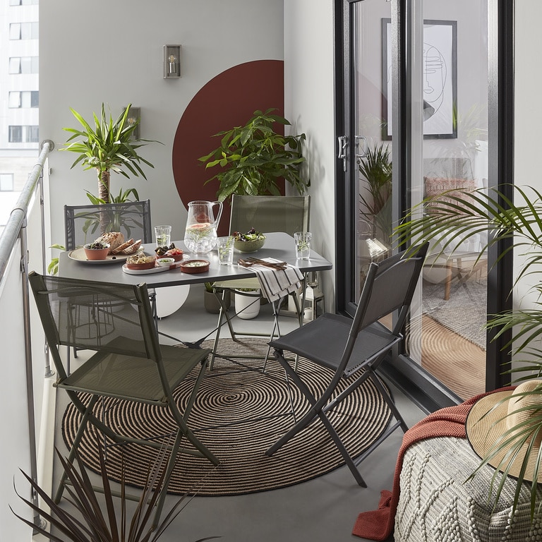 Masa de gradina pliabila, otel, gri, dreptunghiulara, 4 persoane, 110 x 70 x 71 cm • GoodHome saba