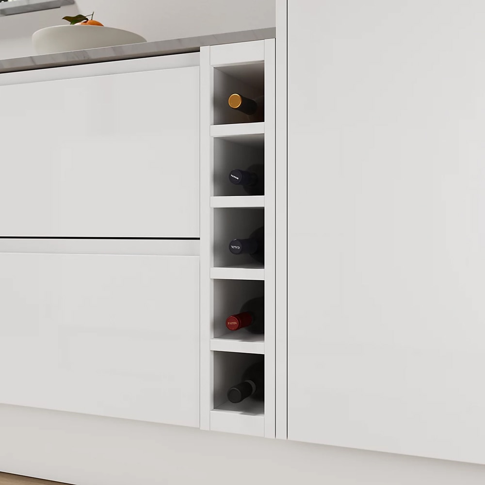 Panou frontal suport vin GOODHOME Garcinia, 14.7 x 71.5 cm, alb lucios