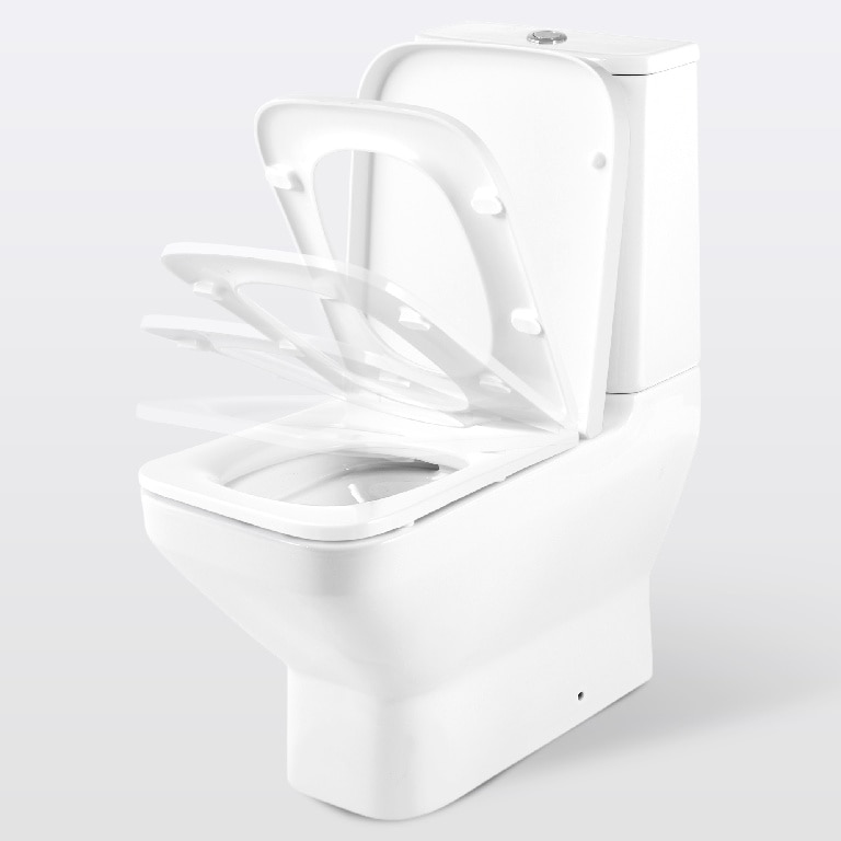 Set WC si rezervor, patrat, alb, portelan, diamentru 10, 2 cm, 3/6 L • GoodHome