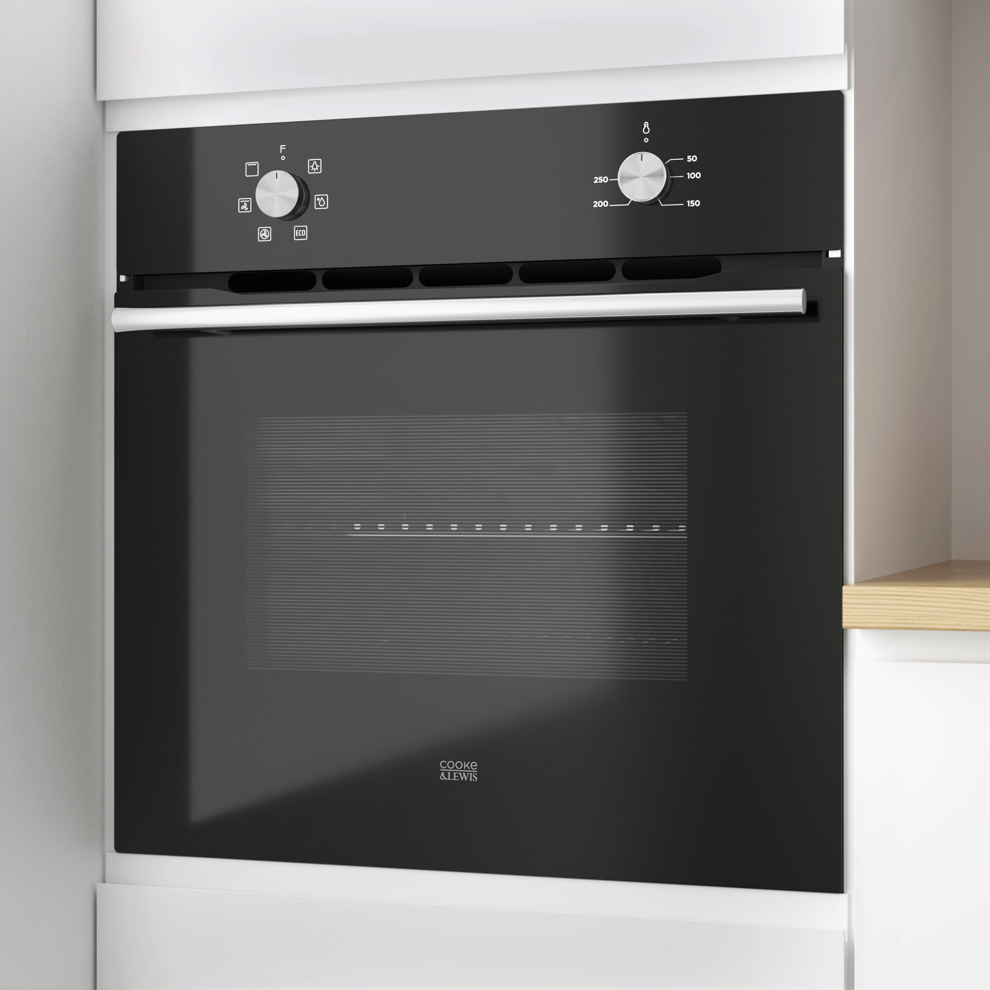 Set plita ceramica si cuptor electric, 66 L, sticla, negru Cooke & Lewis