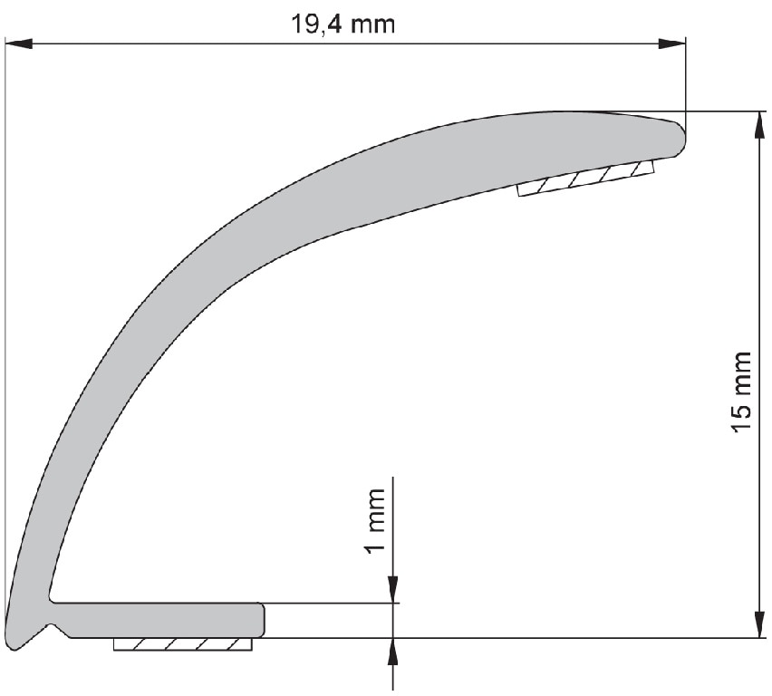 Profil baie curbat PVC, 13 mm, alb autoadeziv