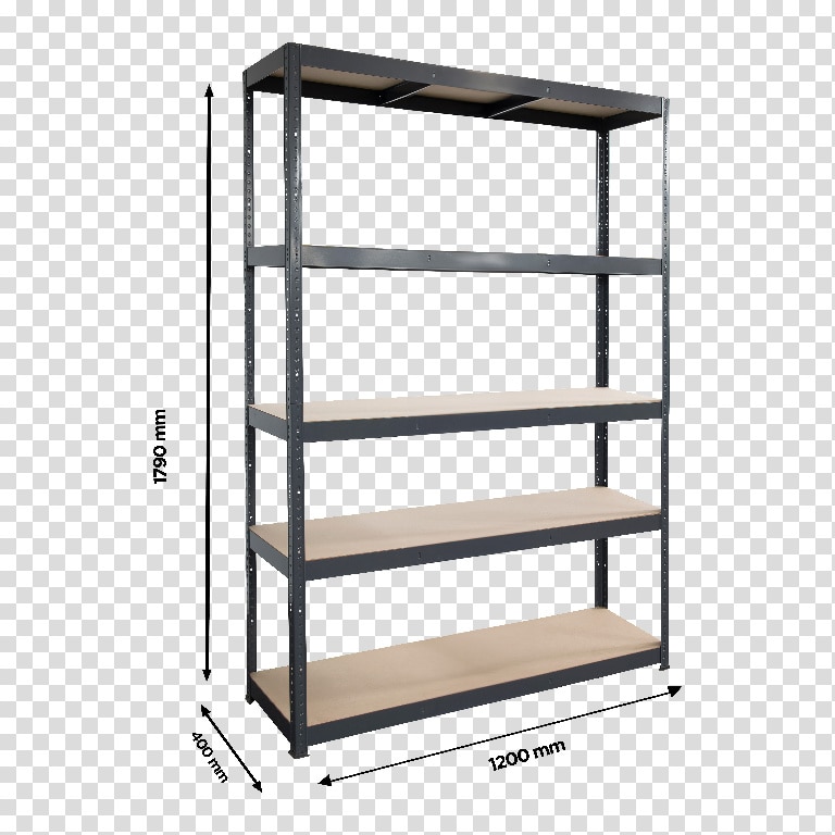 Raft metalic, gri, 5 polite, 179 x 120 x 40 cm