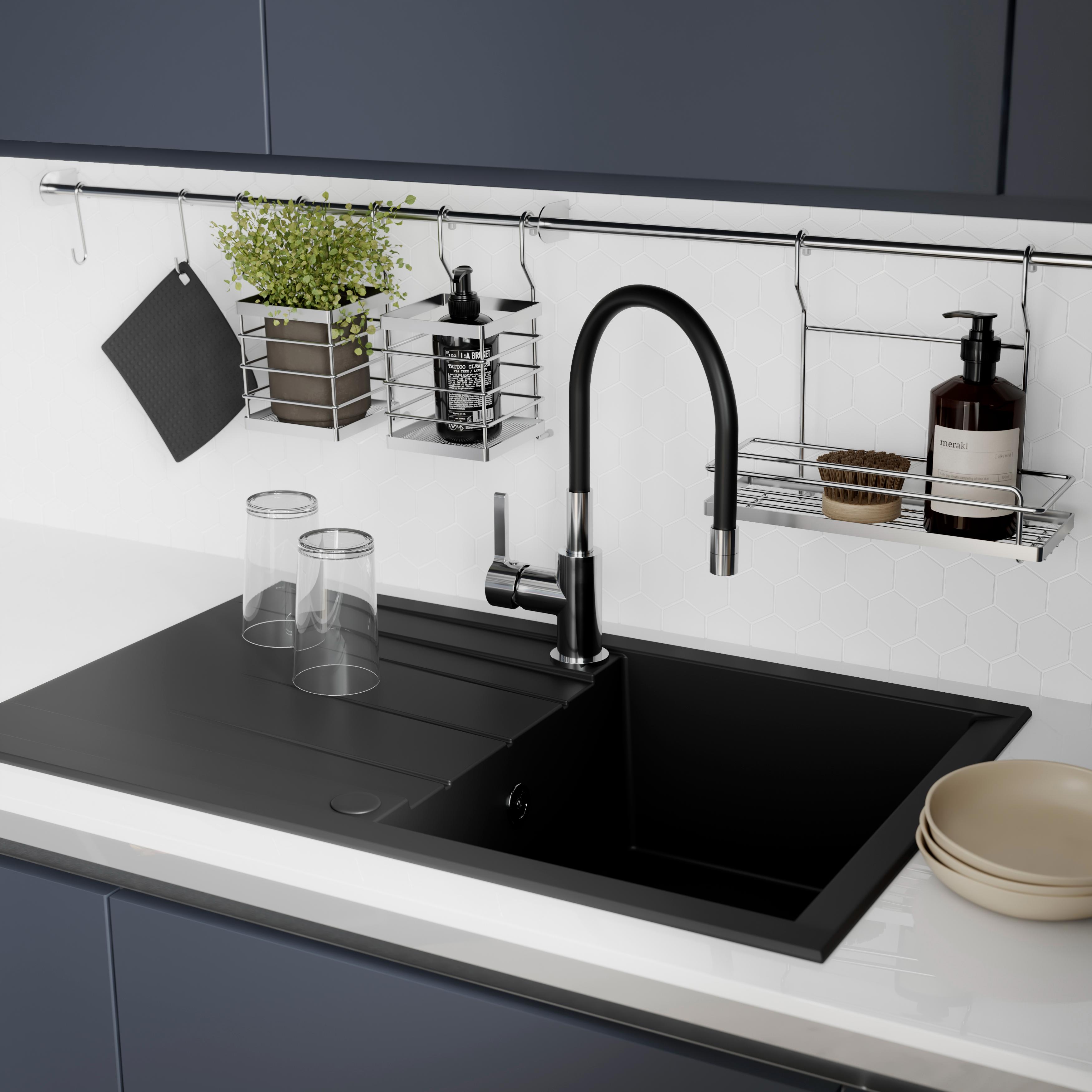 Baterie de bucatarie, monocomanda, finisaj cromat  Piasa flexi