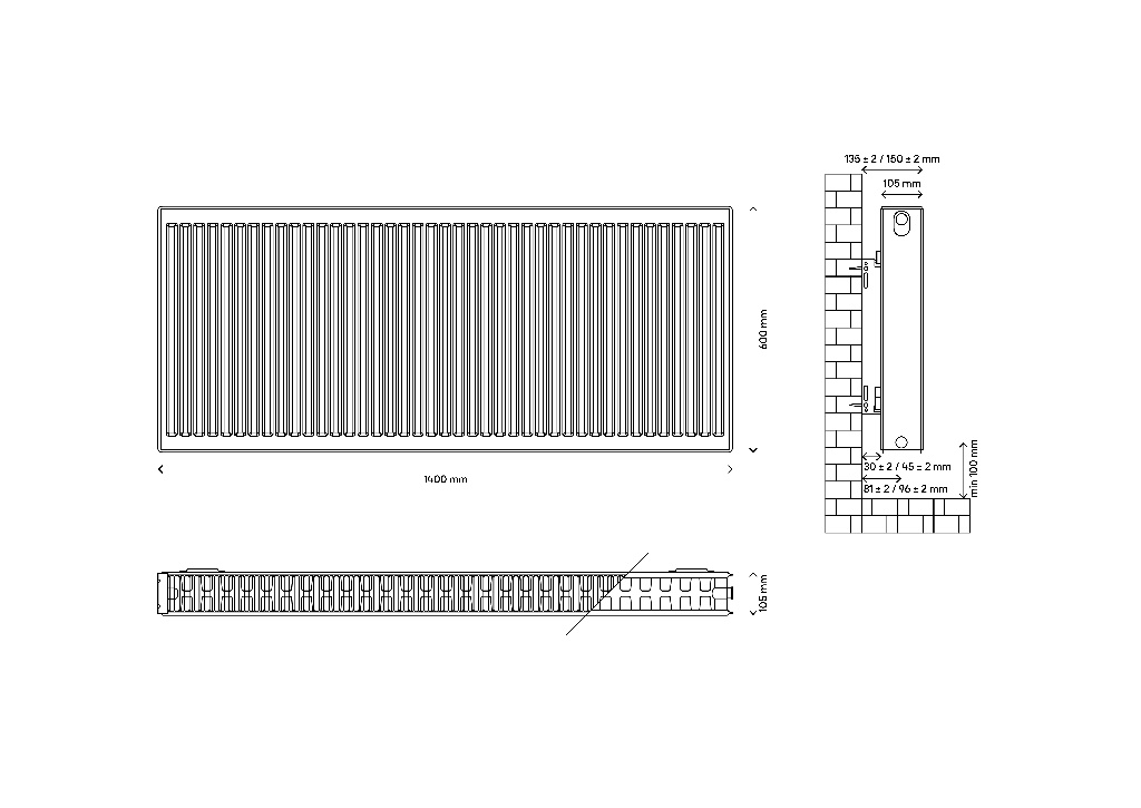 Radiator GOODHOME C22, 1800 W, de perete, 600x1400 mm, alb