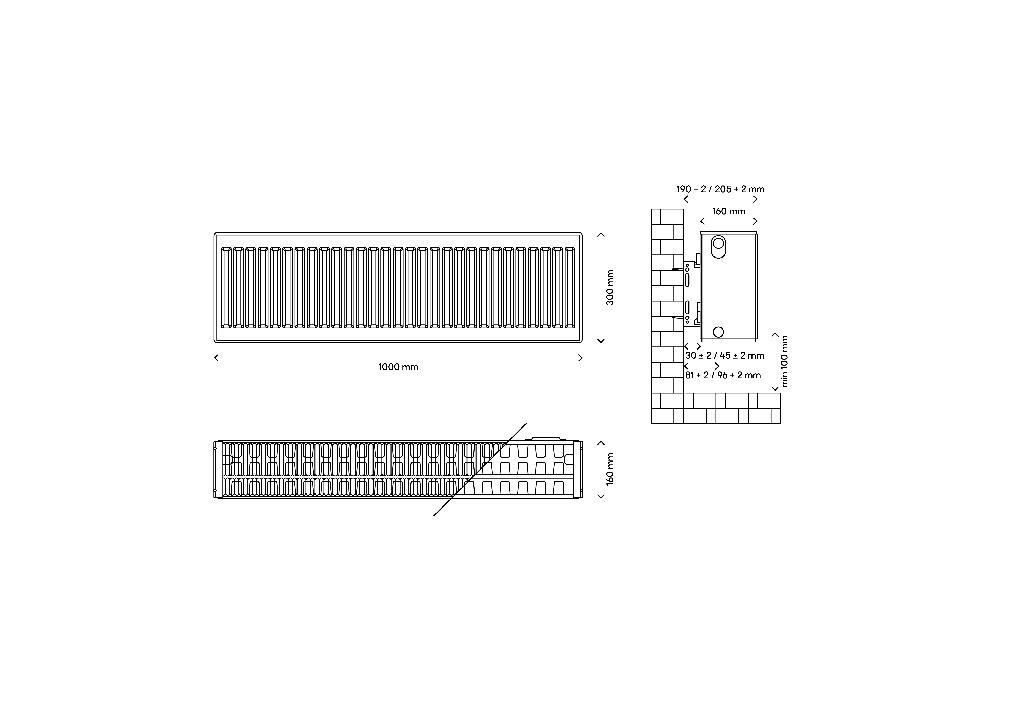 Calorifer otel GoodHome C33, 160 x 300 x 1000 mm, alb