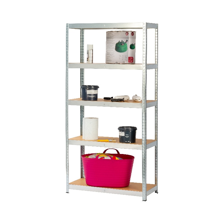 Raft 5 polite GOODHOME Ryle, 180 x 90 x 40 cm, HDF si otel, gri