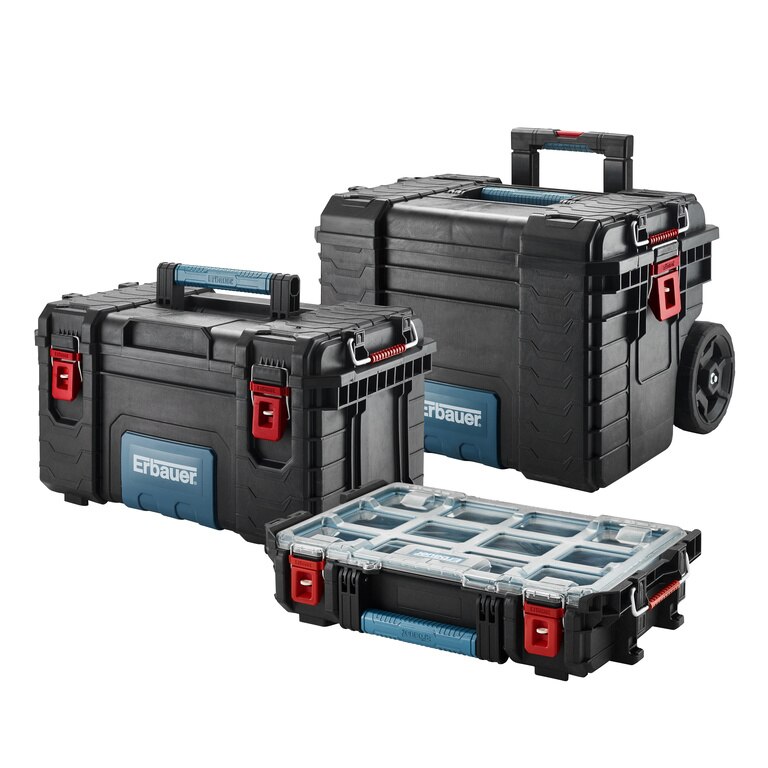 Set 3 cutii modulare scule ERBAUER Connecx, 56.4 x 46.5 x 86 cm, negru