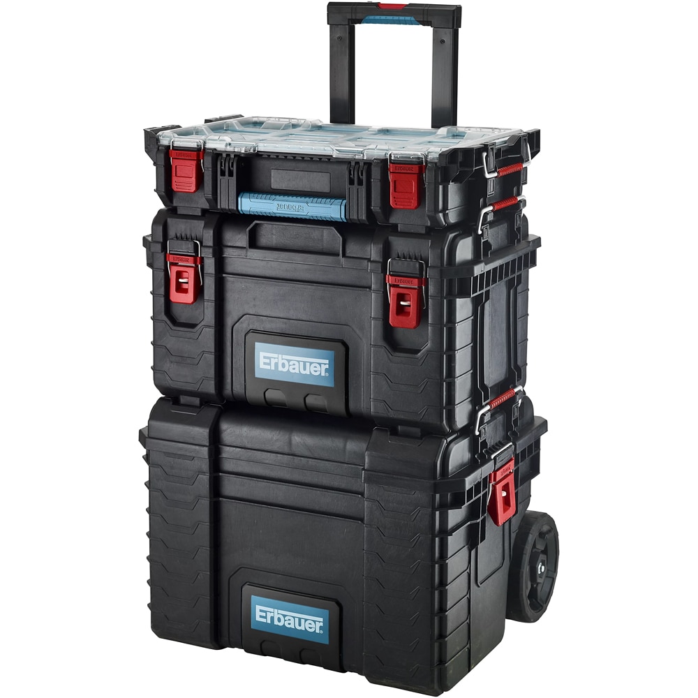 Set 3 cutii modulare scule ERBAUER Connecx, 56.4 x 46.5 x 86 cm, negru