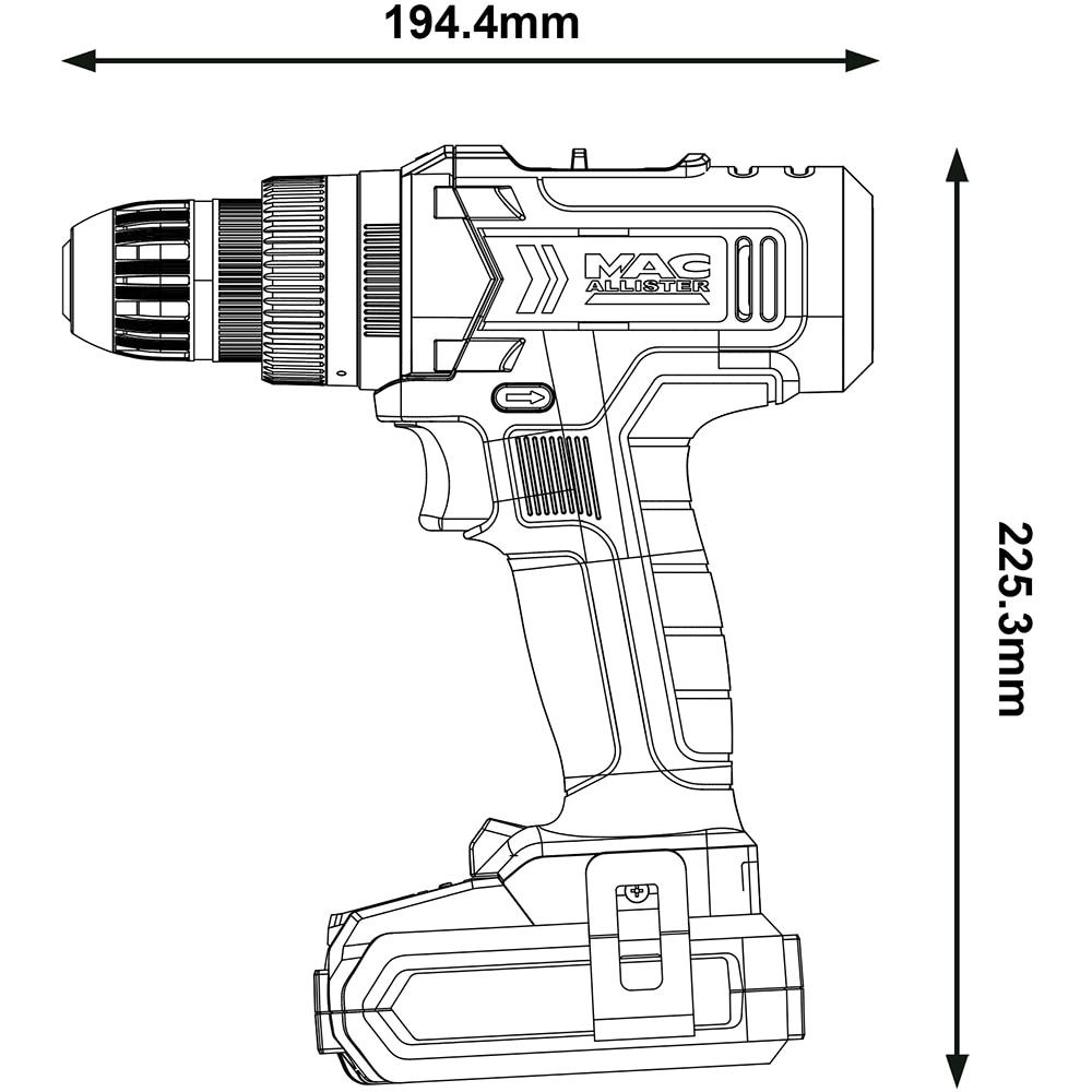 Masina de gaurit si insurubat (Bormasina) Mac Allister MDD18-Li-2, 18V, 2x2Ah, 1500rpm, 30Nm
