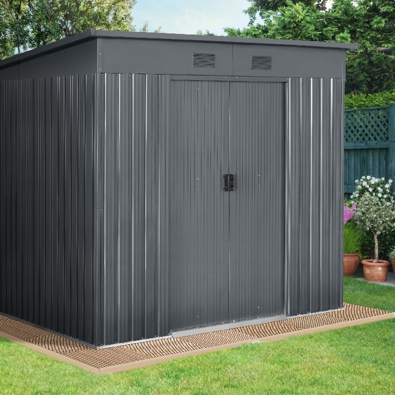 Magazie tip casuta metalica de gradina, 267 X 224 X H177-199 cm, 6.64 mp   GoodHome