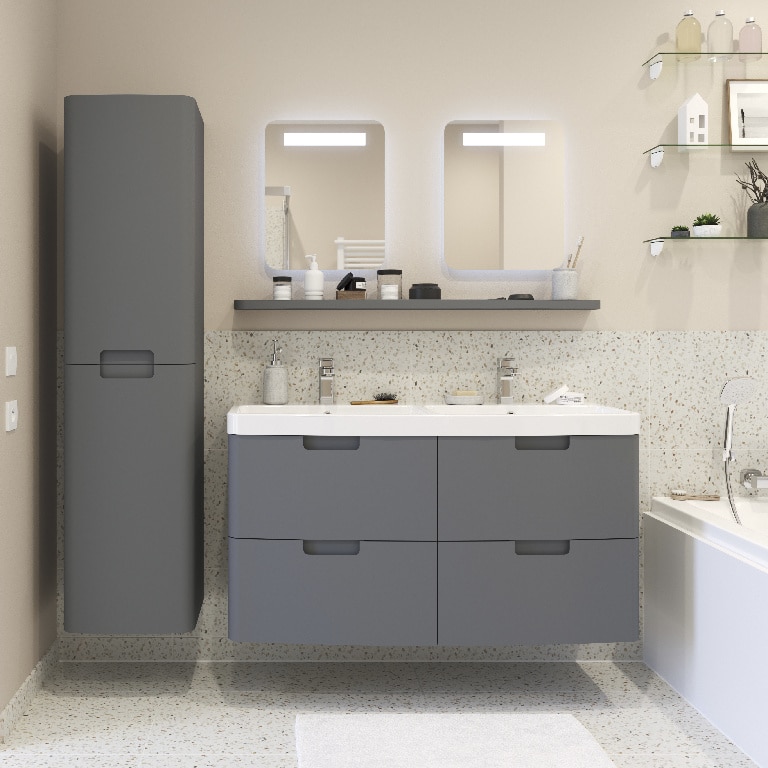 Masca lavoar GoodHome Himalia, 120 cm, gri mat