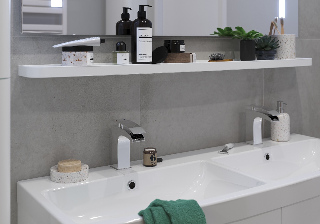 Polita GOODHOME Himalia, 120 x 15 x 3 cm, alb mat