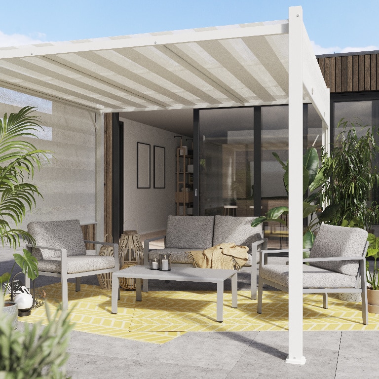 Pavilion gradina, patrat, alb, 300 x 300 cm, 225 cm inaltime GoodHome Formentera