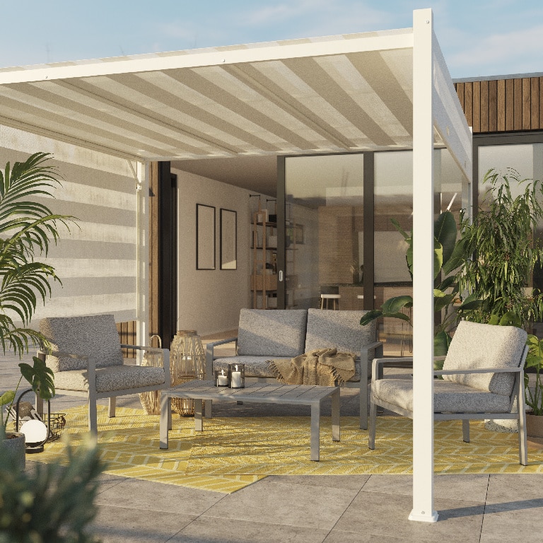 Pavilion gradina, patrat, alb, 300 x 300 cm, 225 cm inaltime GoodHome Formentera