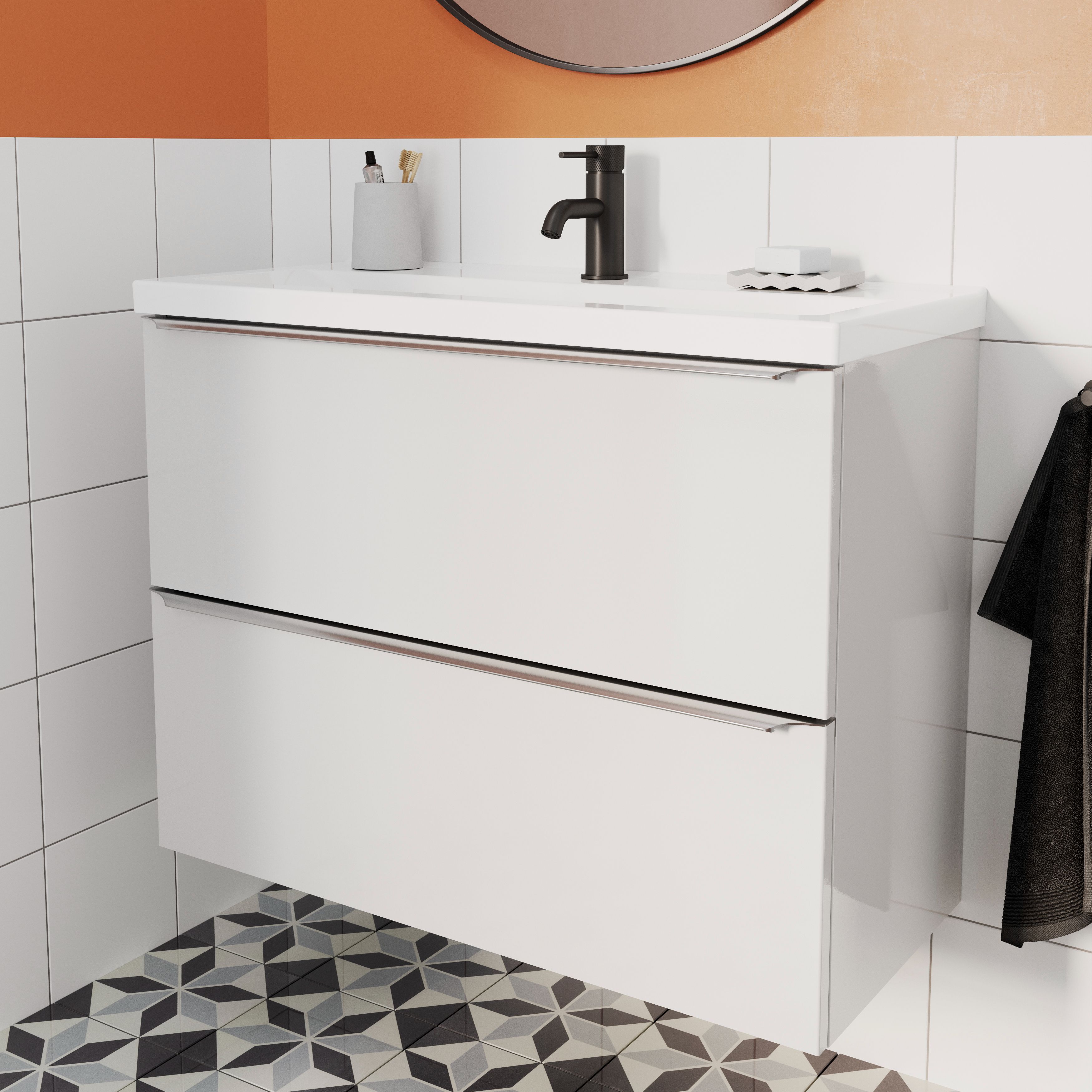 Baza pentru lavoar, suspendata, Alb, 80 x 60 cm  GoodHome Imandra