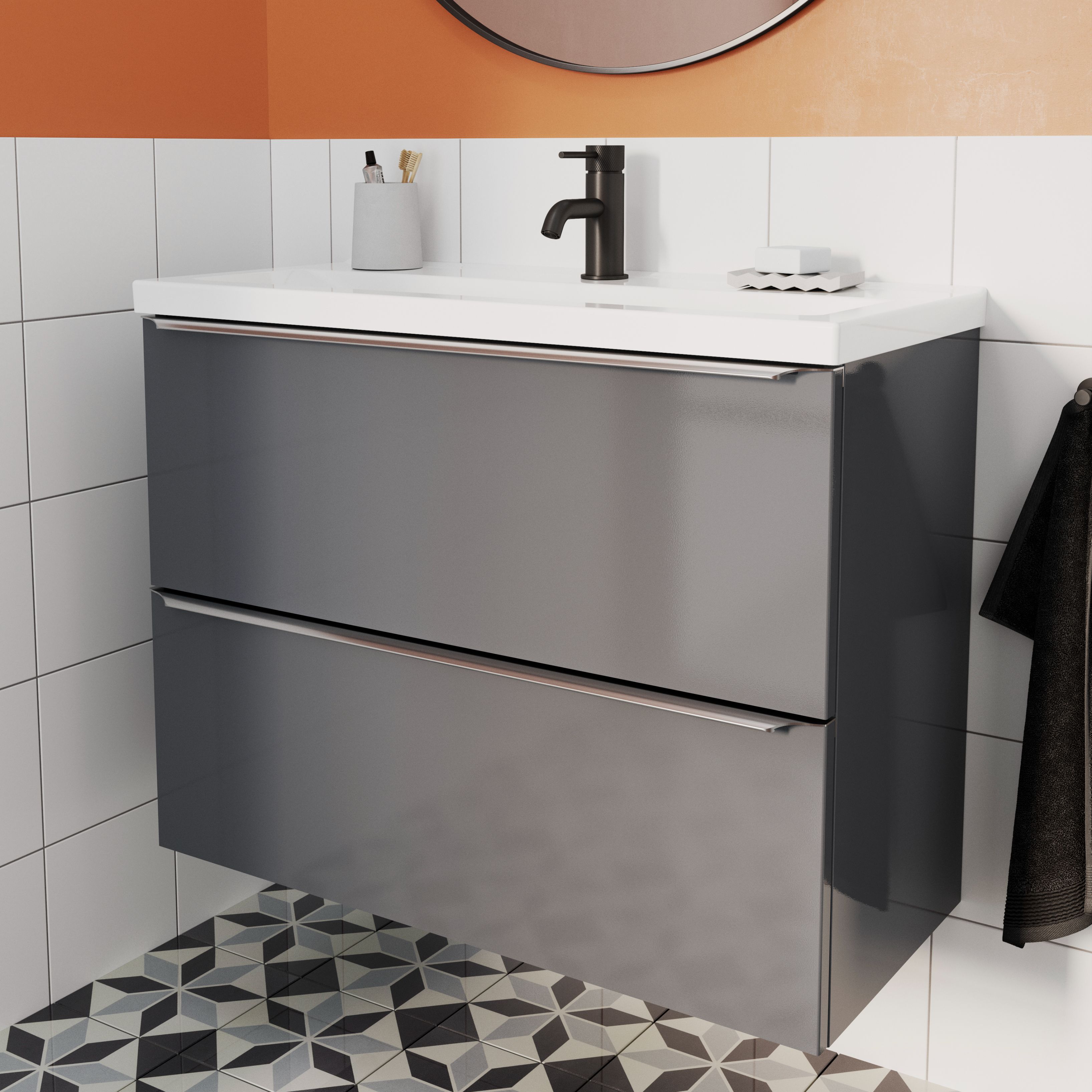 Baza pentru lavoar, suspendata, Gri, 80 x 60 cm  GoodHome Imandra