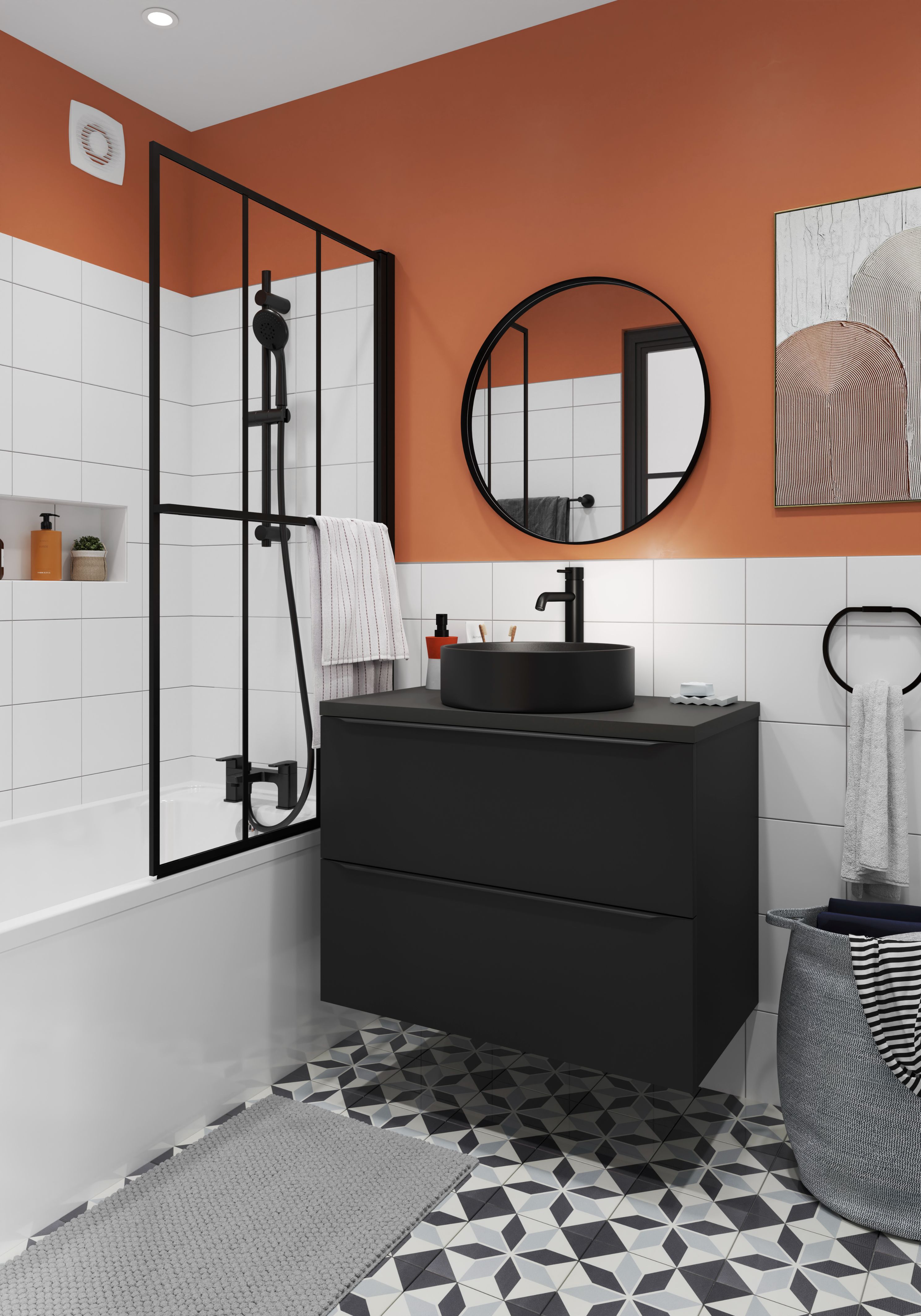 Baza pentru lavoar, suspendata, Negru, 80 x 60 cm  GoodHome Imandra