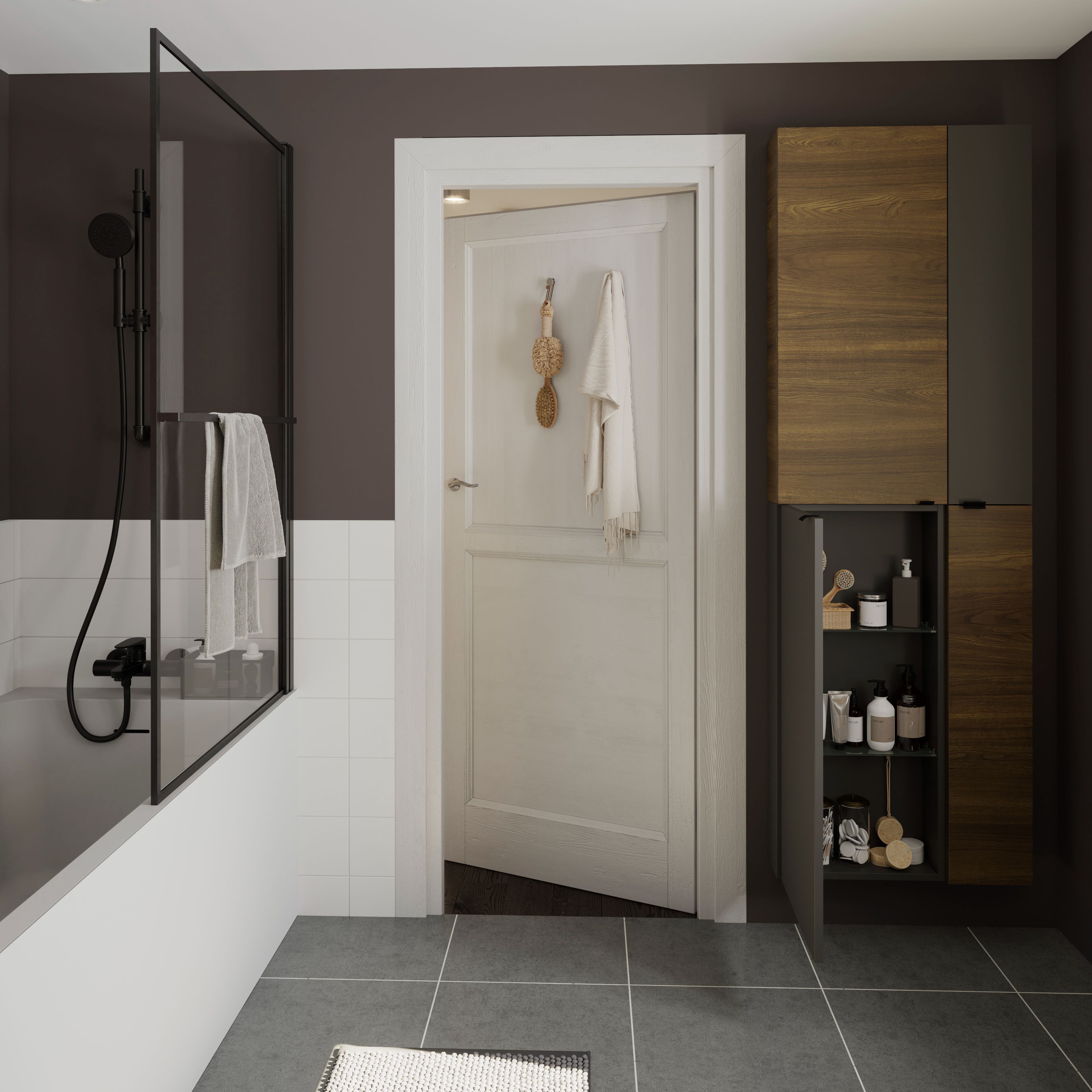 Dulap baie suspendat, efect nuc, 40 x 90 x 36 cm  GoodHome Imandra