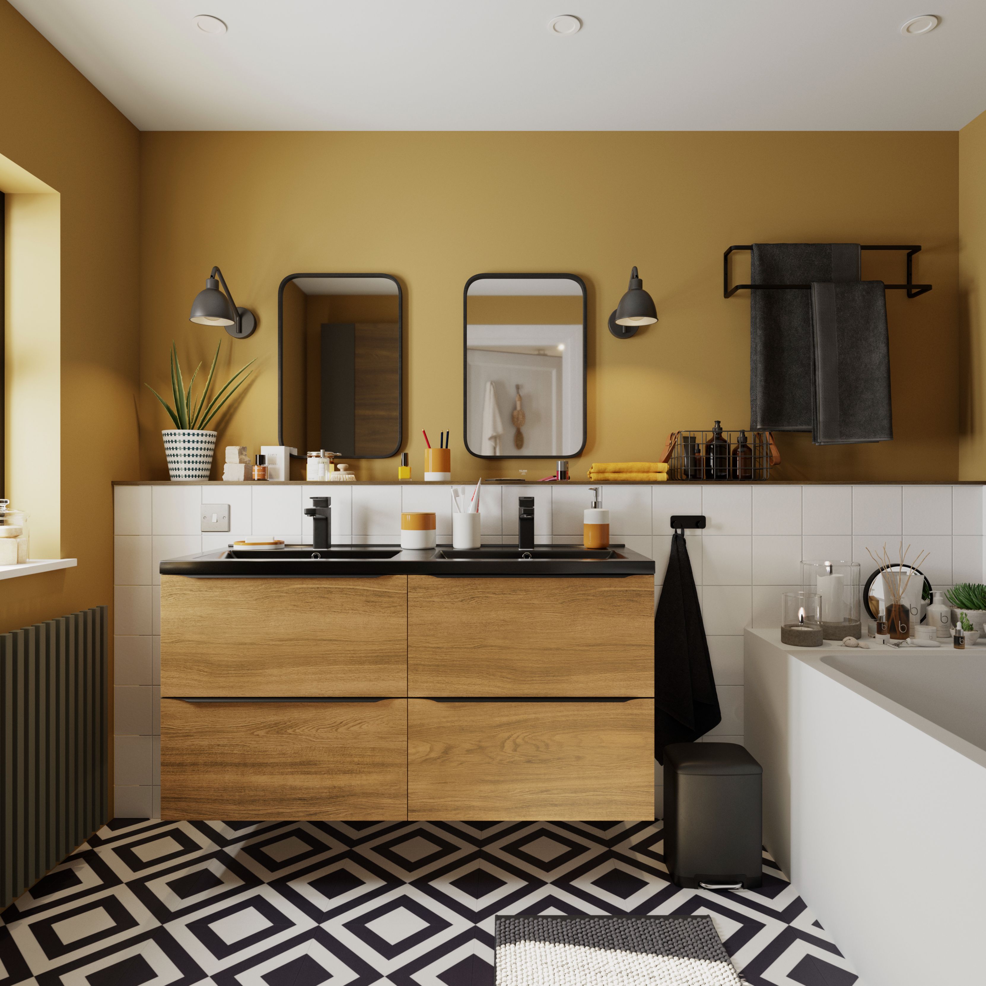 Baza pentru lavoar, suspendata, Nuc, 120 x 60 cm  GoodHome Imandra