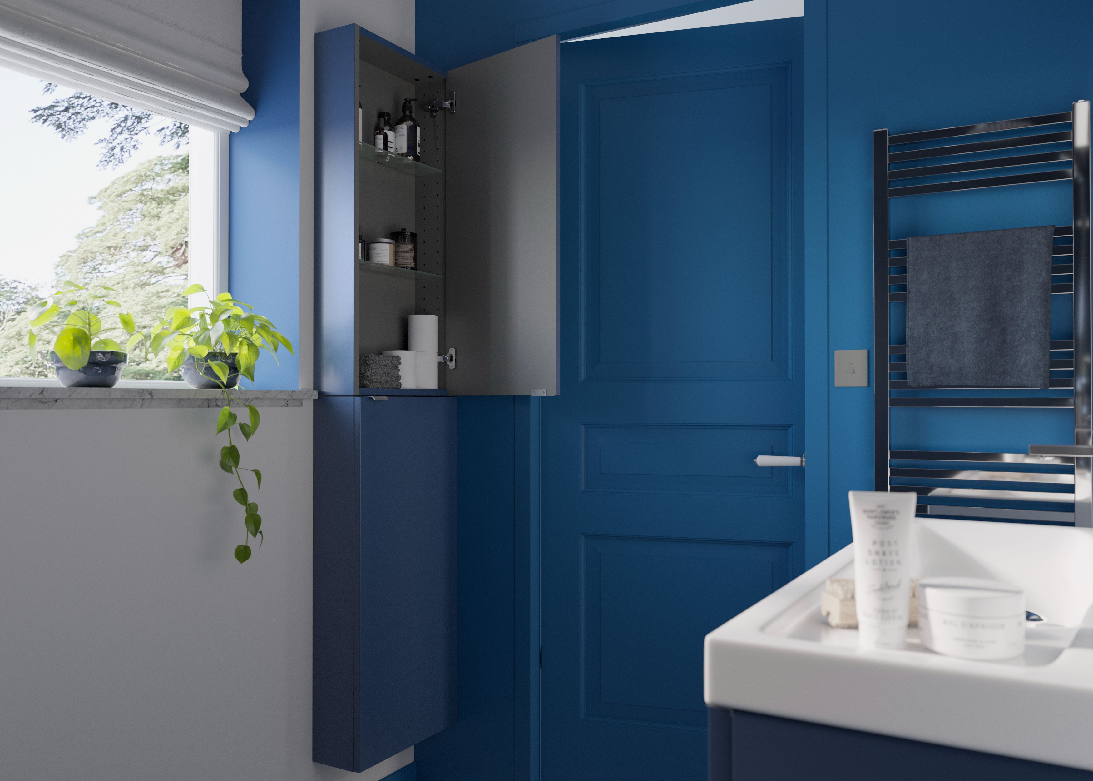 Dulap suspendat baie, 40 x 90 x 15 cm, albastru  GoodHome Imandra