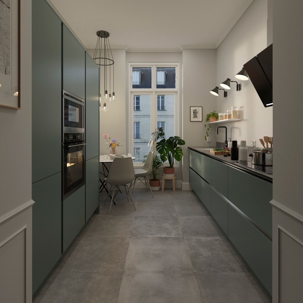 Front corp bucatarie GOODHOME Stevia, MDF, 61 x 90 x 1.8 cm, verde