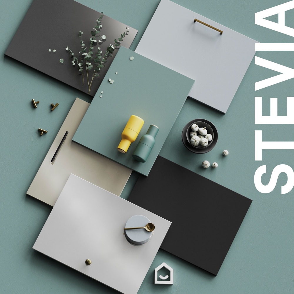 Front corp bucatarie 4 sertare GOODHOME Stevia, MDF, 40 x 71.5 x 1.8 cm, verde