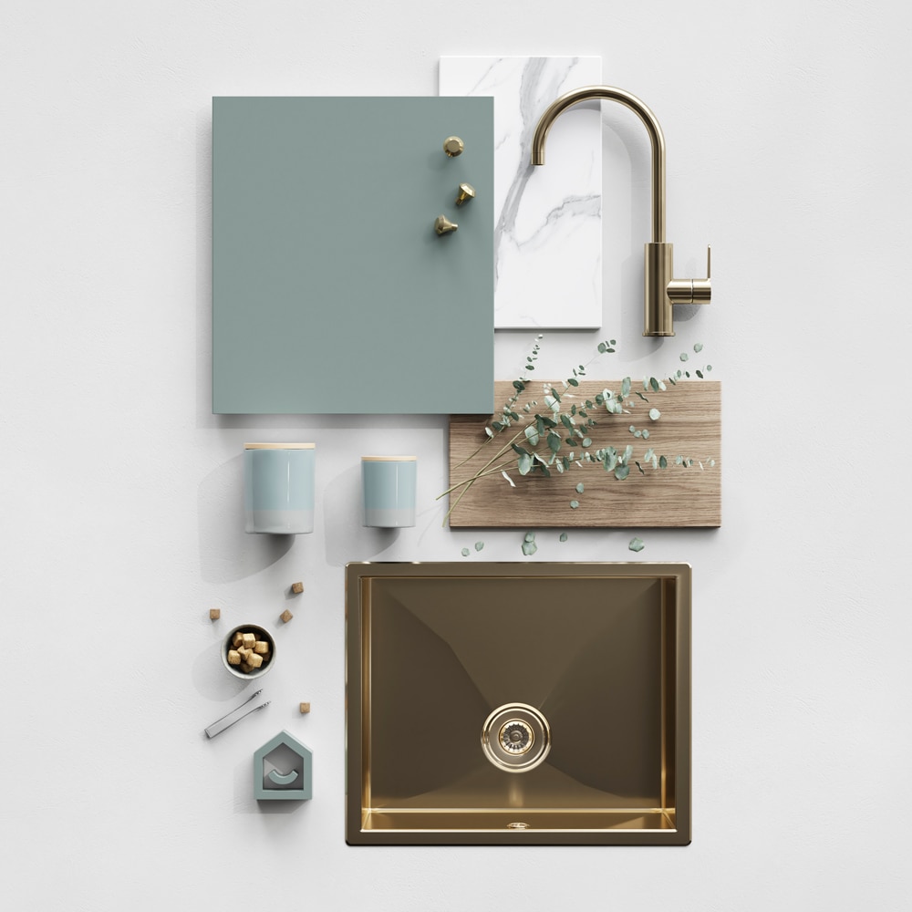 Front corp bucatarie 4 sertare GOODHOME Stevia, MDF, 40 x 71.5 x 1.8 cm, verde