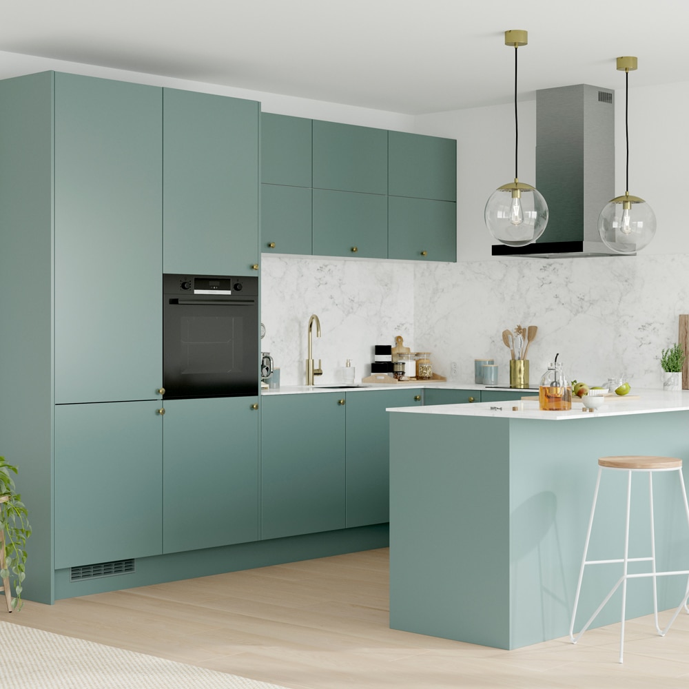 Front corp bucatarie 4 sertare GOODHOME Stevia, MDF, 40 x 71.5 x 1.8 cm, verde