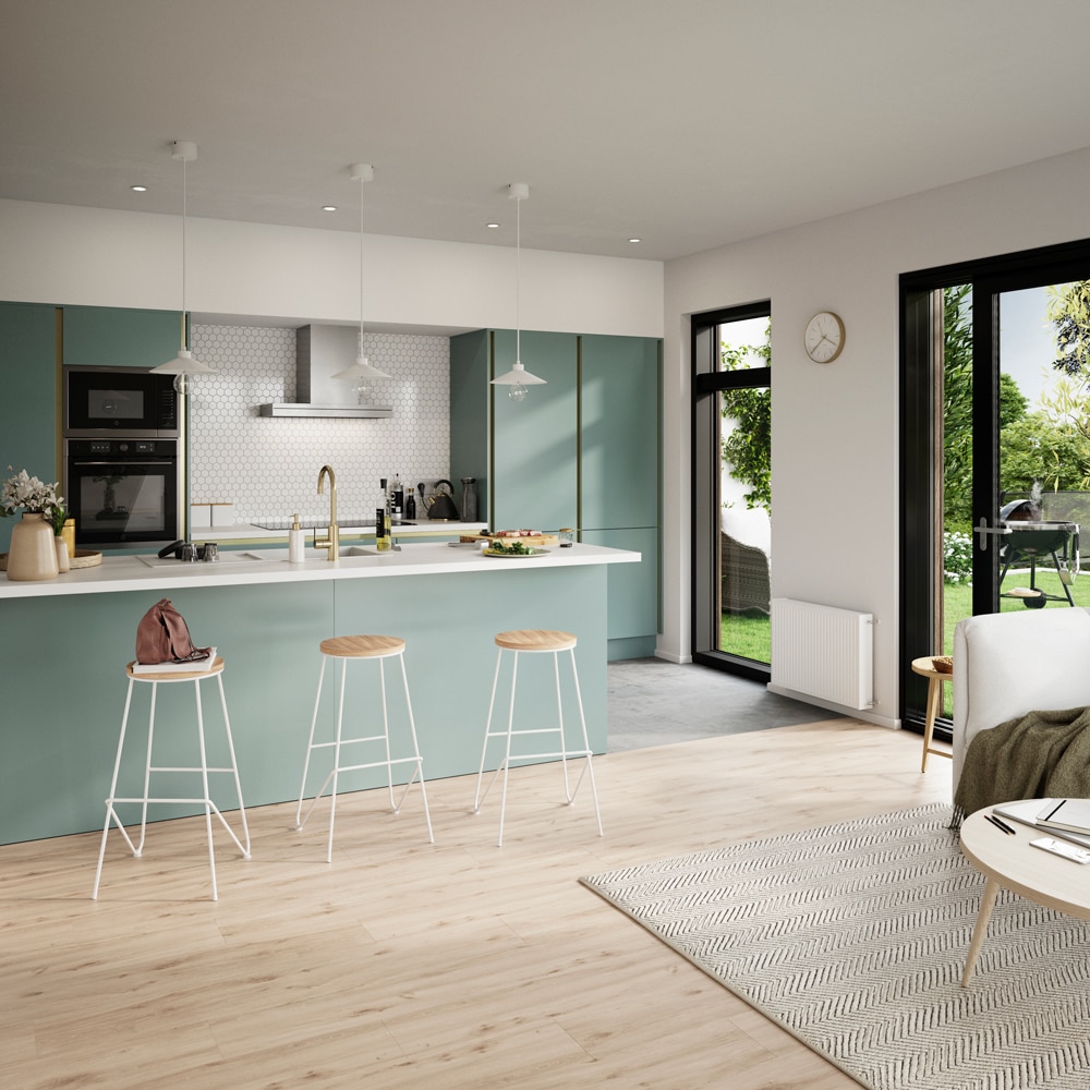 Front corp bucatarie 4 sertare GOODHOME Stevia, MDF, 40 x 71.5 x 1.8 cm, verde