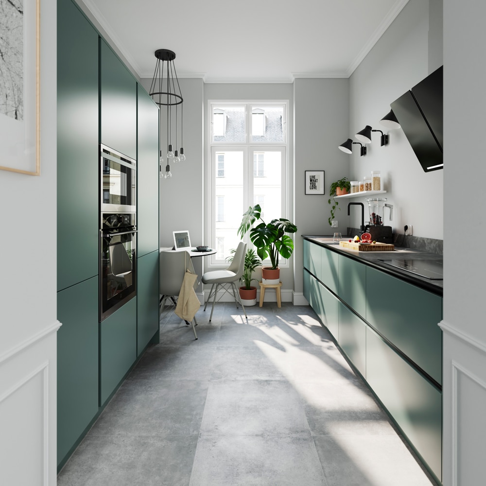 Front corp bucatarie 4 sertare GOODHOME Stevia, MDF, 40 x 71.5 x 1.8 cm, verde