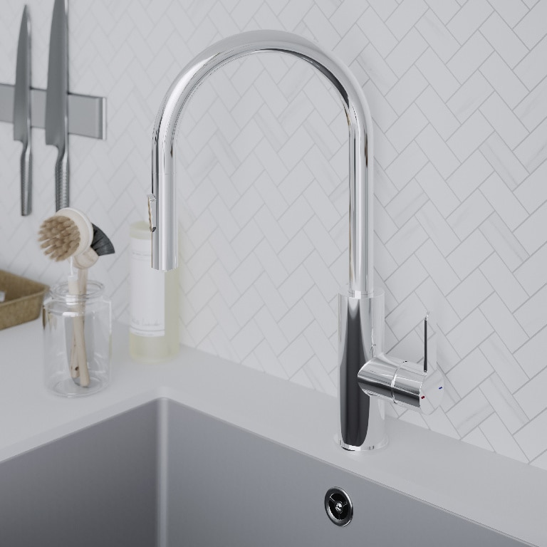 Baterie de bucatarie, monocomanda, finisaj cromat  GoodHome Zanthe Retro