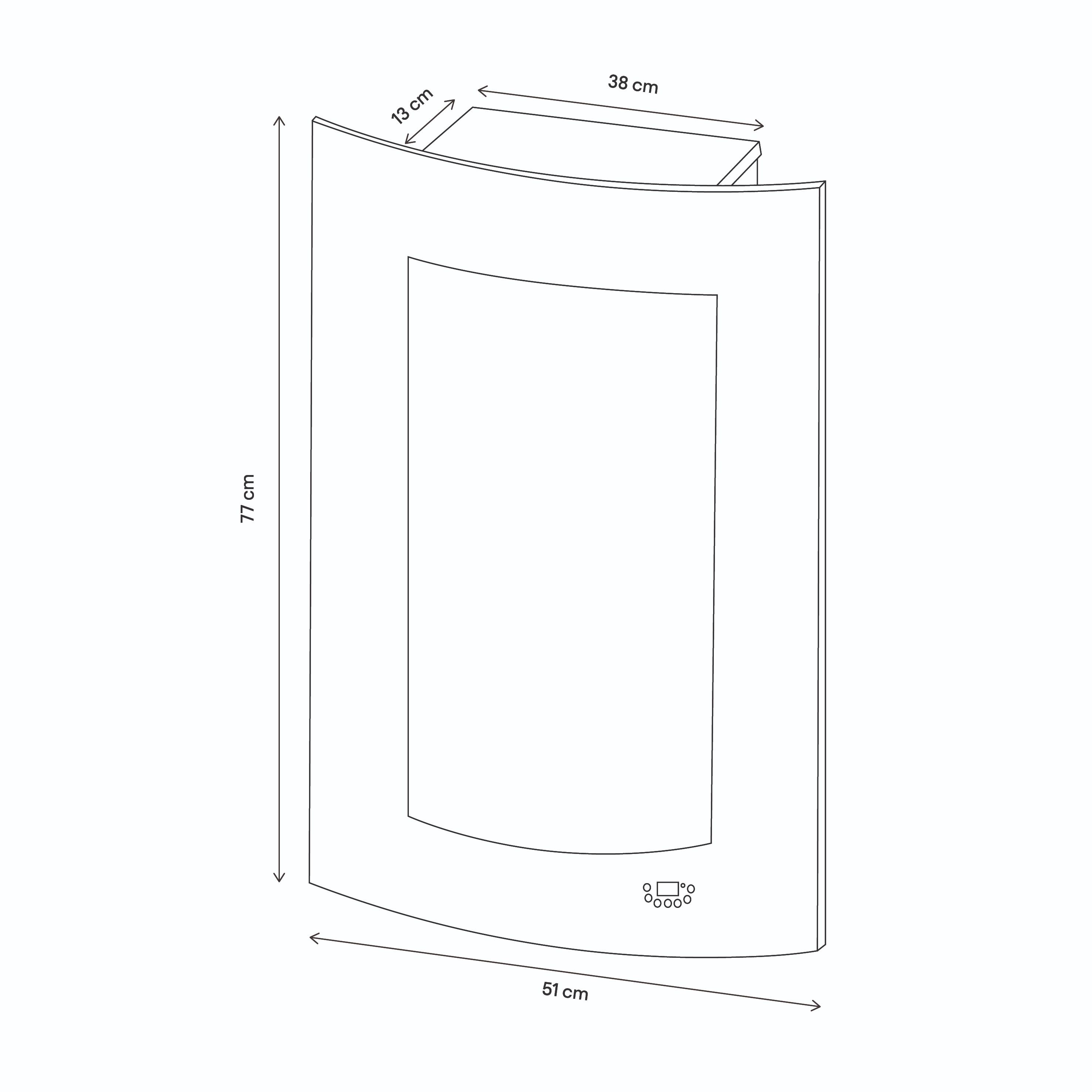 Semineu electric, negru, vertical, curbat, 1800 W