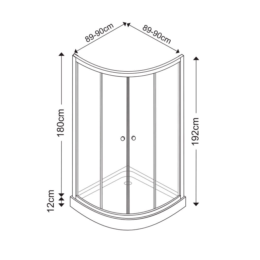 Cabina dus simpla, joasa, semirotunda, 90 x 90 x 192 cm  Weddell