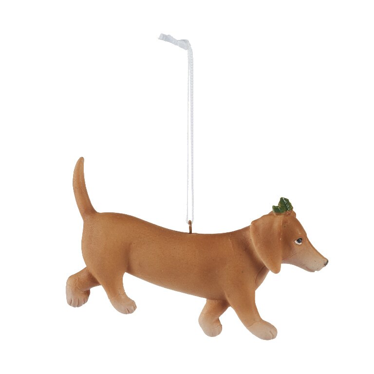 Decoratiune Craciun, model caine, 6.5 cm, maro