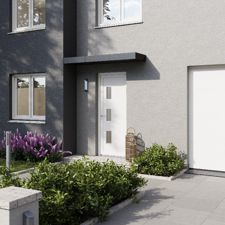 Usa de exterior pentru casa, PVC alb, cu geam, stanga, 205 x 88 cm  Fortia Kilifi