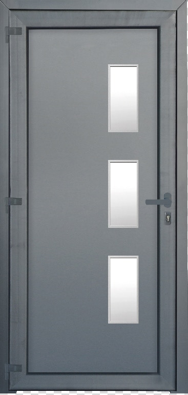 Usa de exterior pentru casa/vila, PVC, gri, cu geam, dreapta, 205 x 88 cm  Fortia Kilifi