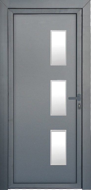 Usa de exterior pentru casa, PVC gri cu geam, stanga, 205 x 88 cm  Fortia Kilifi