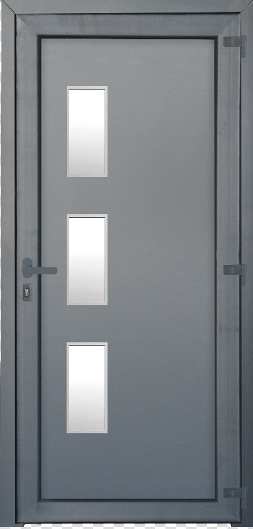 Usa de exterior pentru casa, PVC gri cu geam, stanga, 205 x 88 cm  Fortia Kilifi