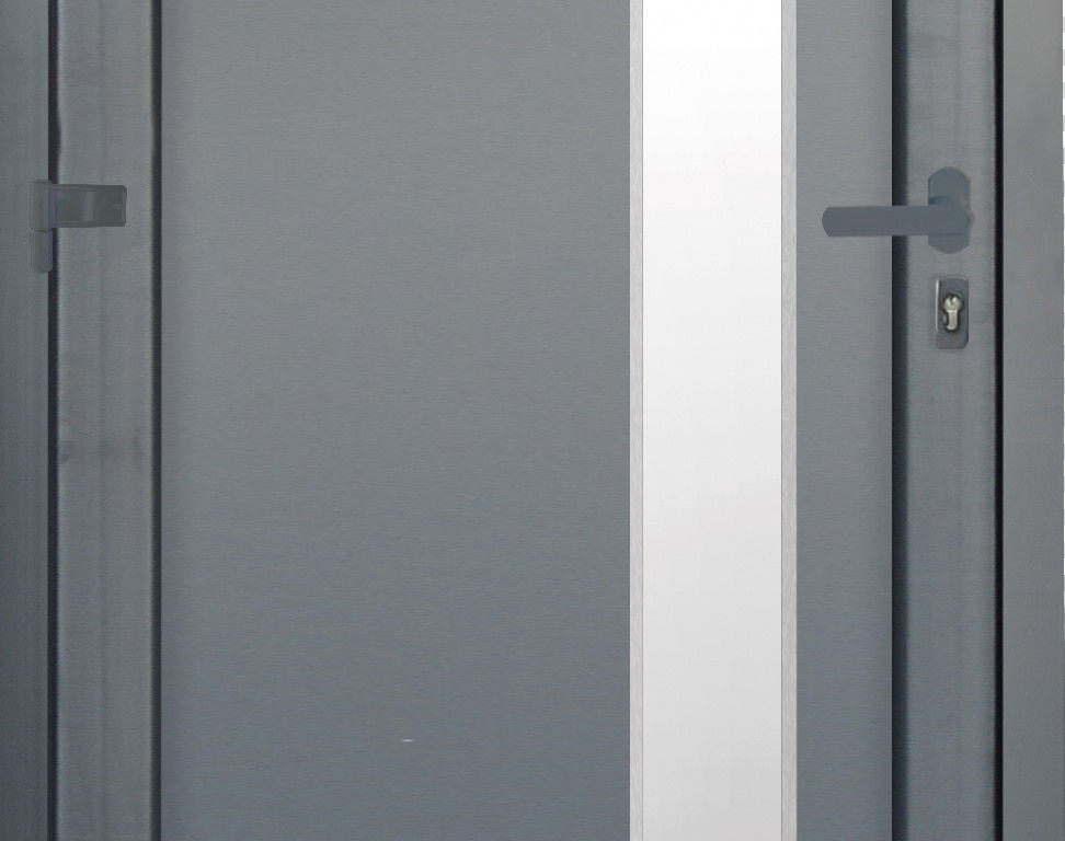 Usa de exterior pentru casa, PVC gri cu geam, stanga, 205 x 88 cm  Fortia Kilifi